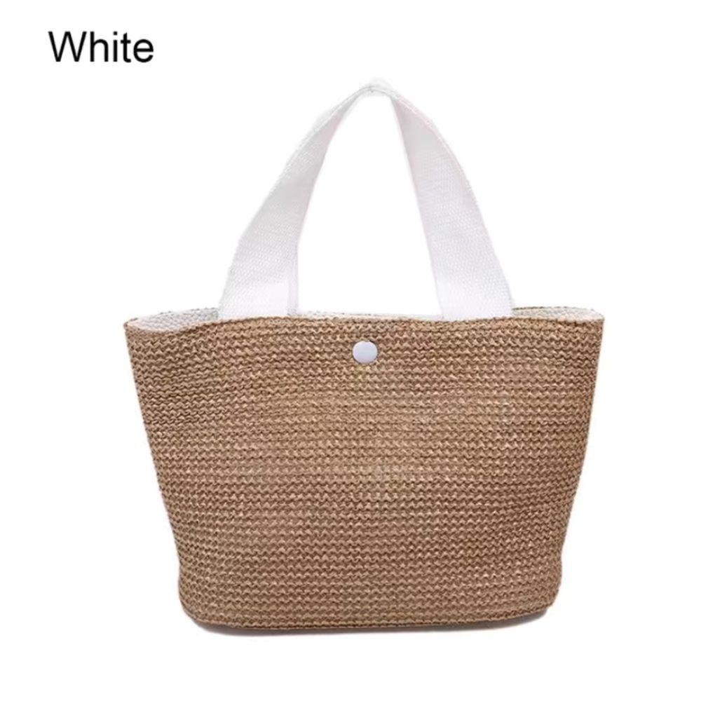 Sunshine Vibez Small Tote Bag, Beach Bag, Straw Tote Handbag White Handle New! - Picture 7 of 8